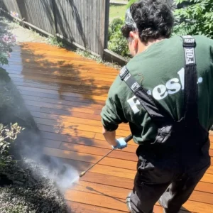 Wood deck cleaning, wood deck soft wash, soft washing Vancouver, north vancouver pressure washing 
